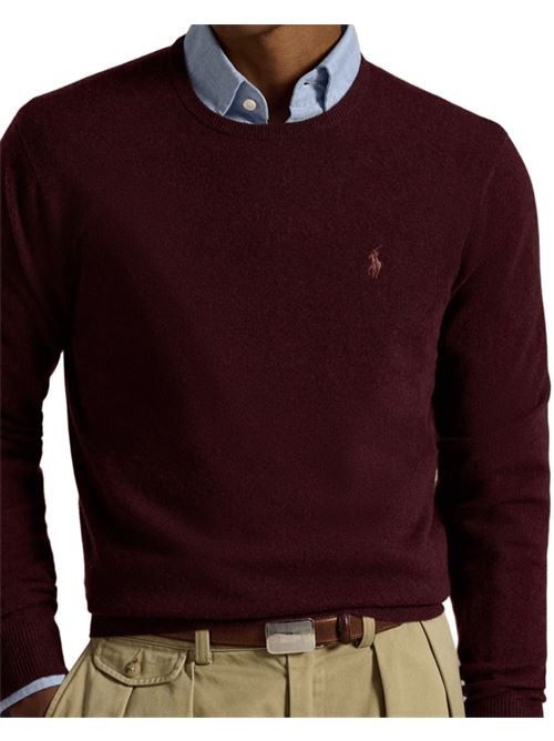 Maglia da uomo in lana, girocollo, colore vino POLO RALPH LAUREN | 710974148008